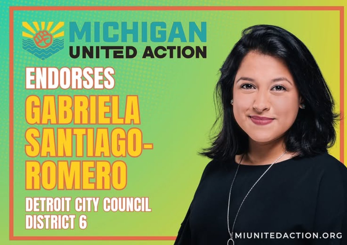 gabysantiromero's tweet image. Today, I’m excited to share that @MIUnitedAction has endorsed our campaign! Michigan United does important organizing work, and I’m thrilled to continue to work with them on creating a Michigan where our government and economy are inclusive, accountable, and equitable