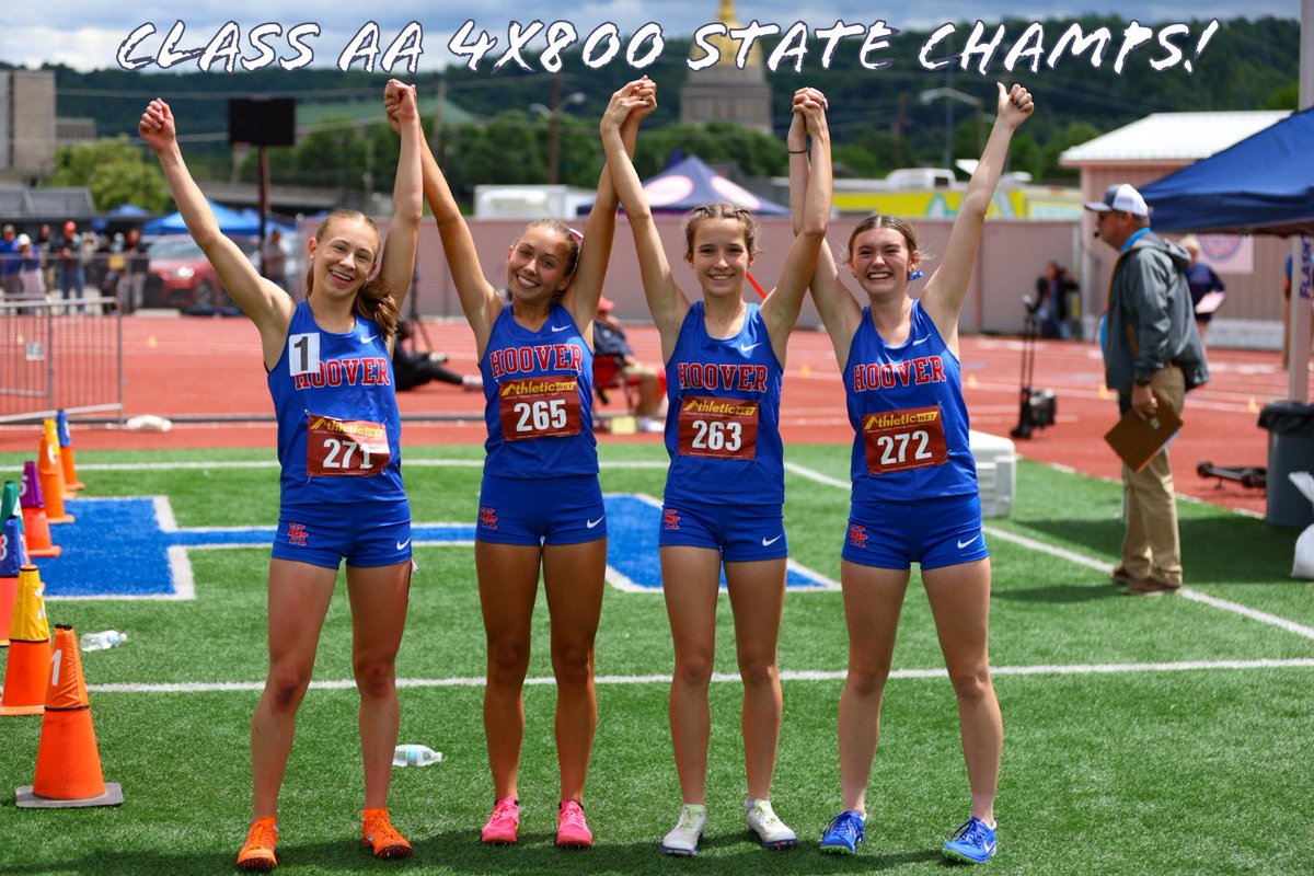 The <a href="/HHHS_Sports/">Hoover Athletics</a> Girls 4x800 team (Maysen Fletcher, Jenna Brown, Audreé Born, and Isabella Harris) won a <a href="/TheWVSSAC/">TheWVSSAC</a> Class AA State Championship and set a new school record with a time of 9:51.