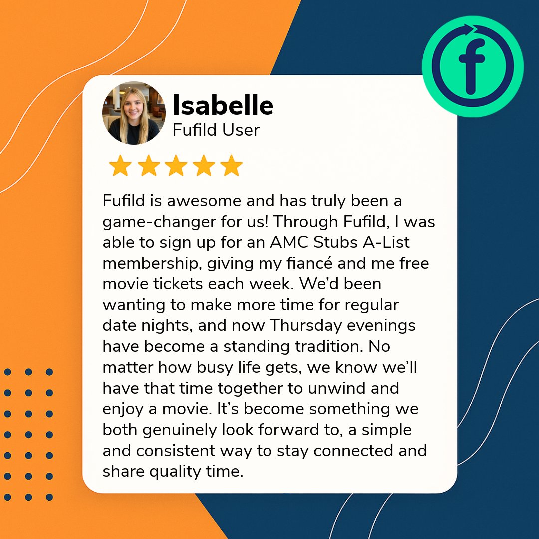 BeFufild's tweet image. Cheaper than a raise. Better than rewards. Fufild gives your people choice that creates culture.

Isabelle turned her access into weekly movie nights with her fiancé.
That&apos;s how you build retention—through moments that matter.

#EmployeeExperience #RetentionTools #CultureWins