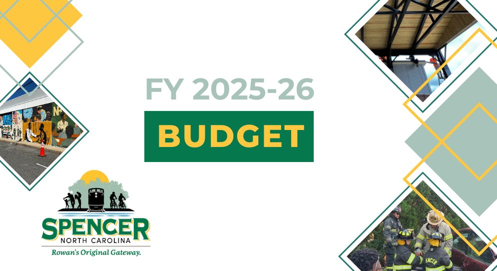 Town Manager Peter Franzese has recommended the fiscal year 2025-26 budget to the Spencer Mayor and Board of Aldermen. A public hearing is scheduled for 5:30 p.m. on June 5. The Town Manager's recommended budget can be viewed in the Town Hall lobby and at spencernc.gov/fy2026budget