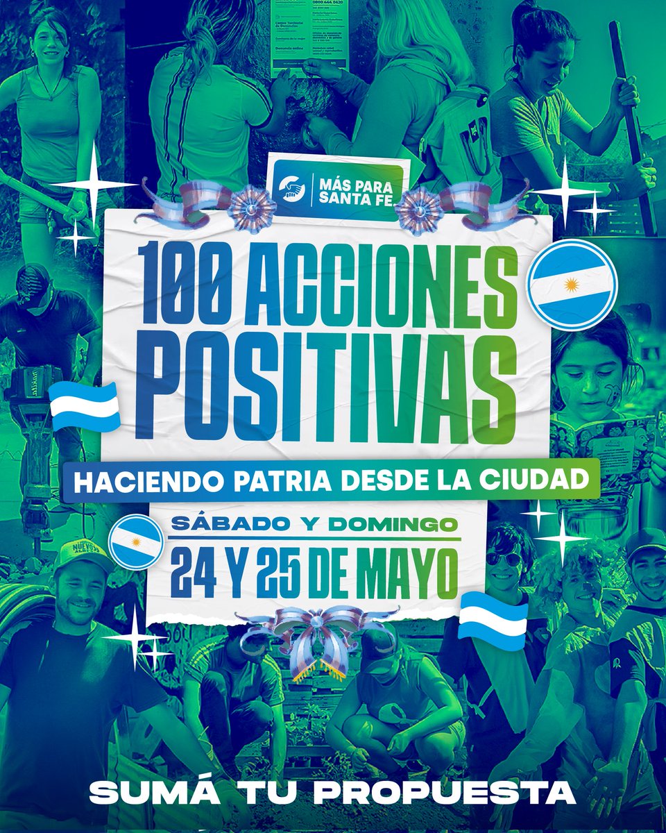Mañana arranca el ciclo 100 acciones positivas por #Rosario, porque creemos en una ciudad que se organiza desde abajo.

Vamos a limpiar la plaza del barrio, pintar murales, armar huertas, cocinar con vecinas, abrazar a los que están solos. A poner el cuerpo donde el Estado no
