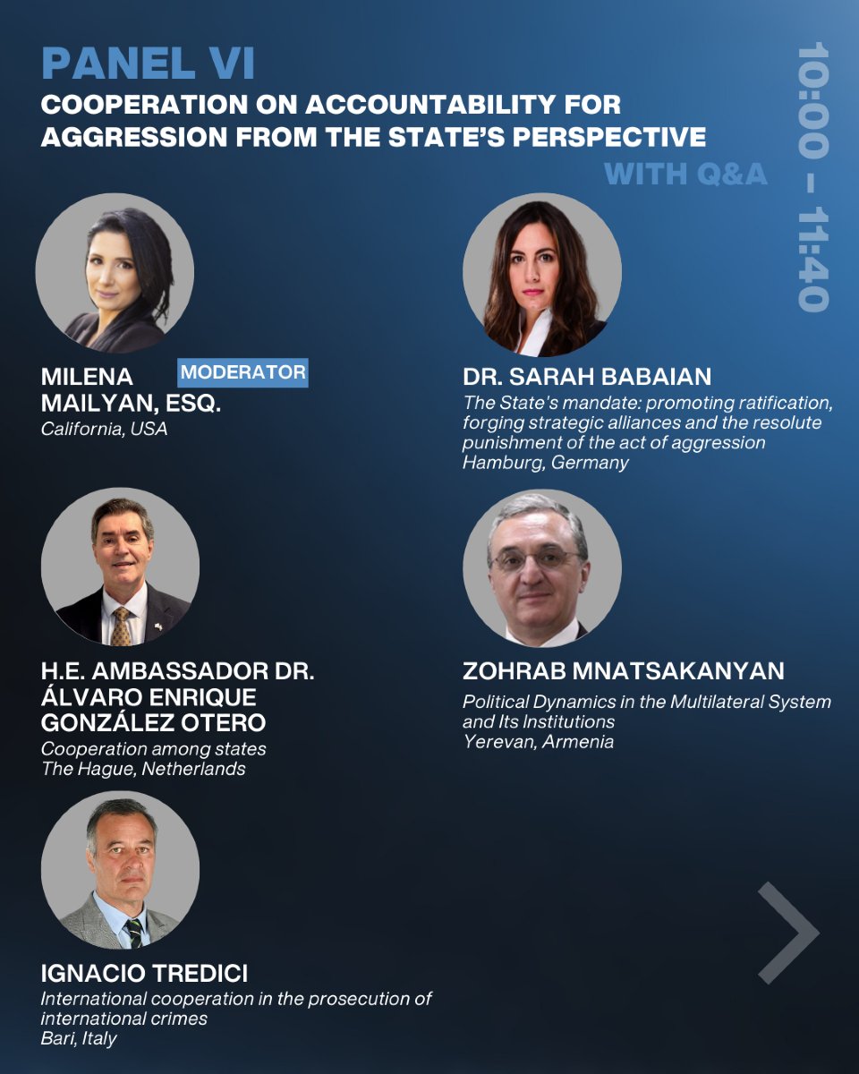 CFTJustice's tweet image. Day 3 will mark the final day of CFTJ’s 4th Annual Conference at Matenadaran in Yerevan, Armenia. On Friday, June 6, the focus of discussion will be on the path forward, exploring state cooperation and international efforts to pursue accountability for the crime of aggression.…
