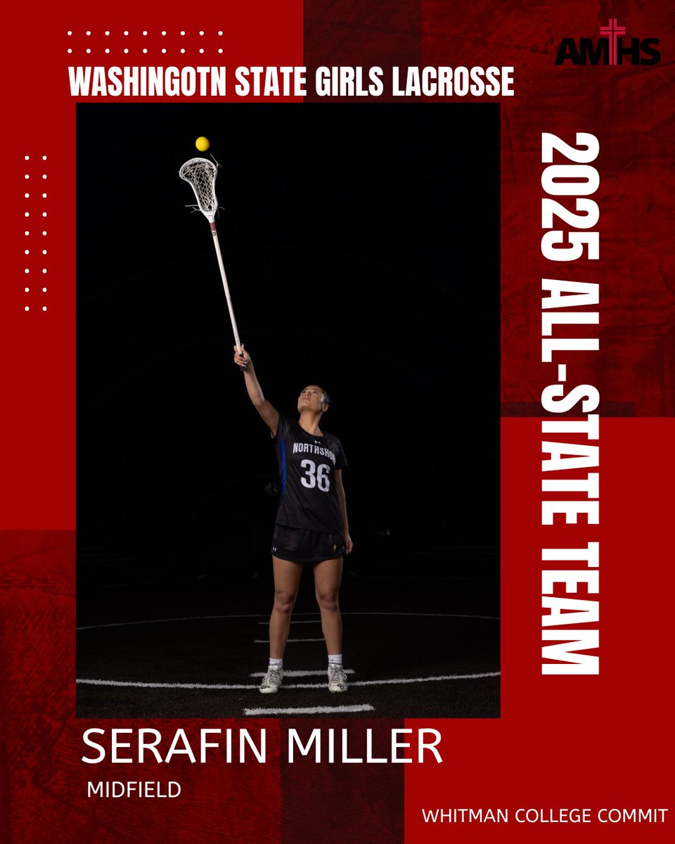 Congrats to AMHS senior Serafin Miller on being named to the 2025 WSLA All-State Team! Miller plays with Northshore Lacrosse Club and will be heading to Whitman College next year to continue her academic and athletic career #GoCats
