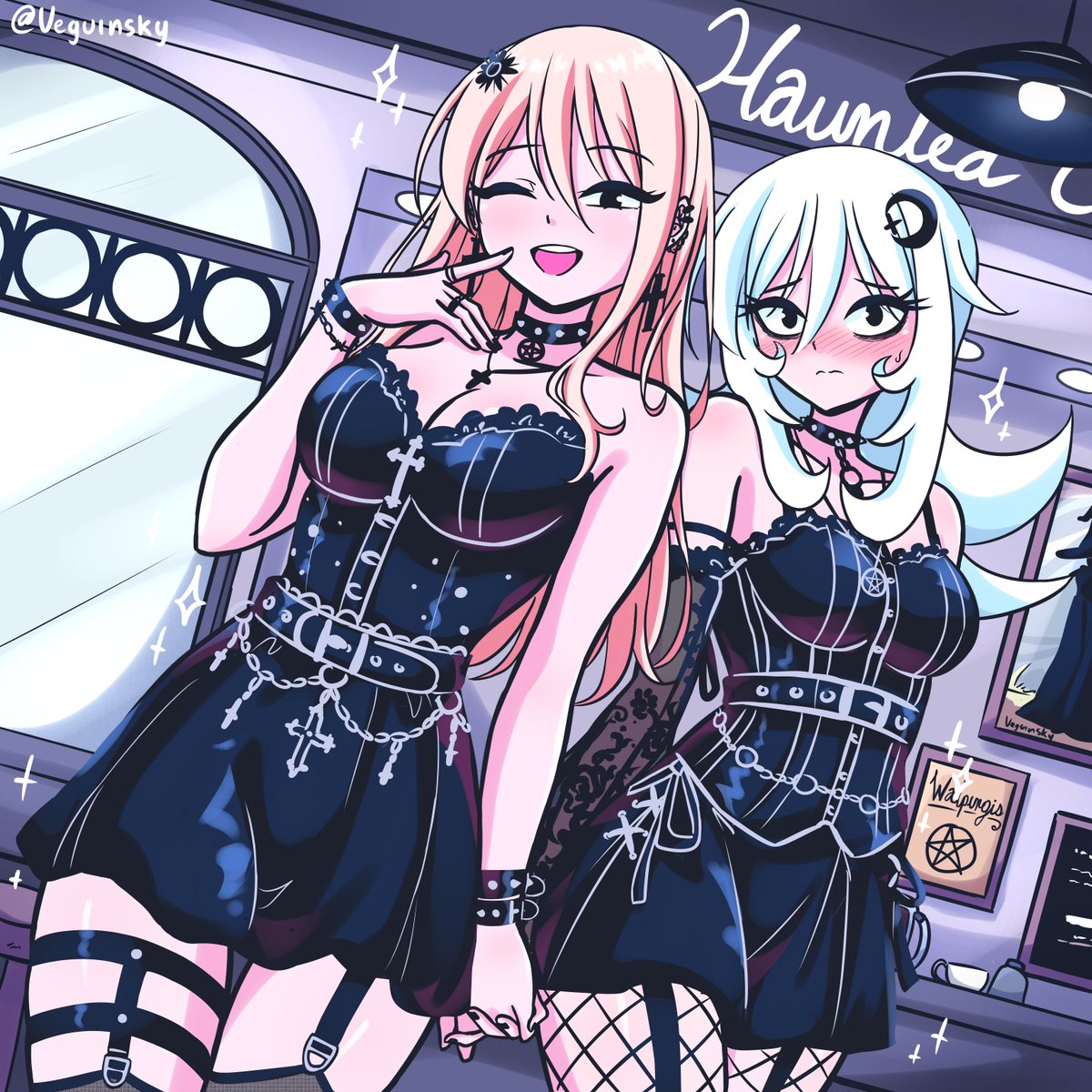 Veguinsky's tweet image. I made this drawing with Maria and Dina to celebrate #worldgothday2025 🖤 I hope you like it!
#gothgirl #walpurgisnight #witchhop #webtoon
