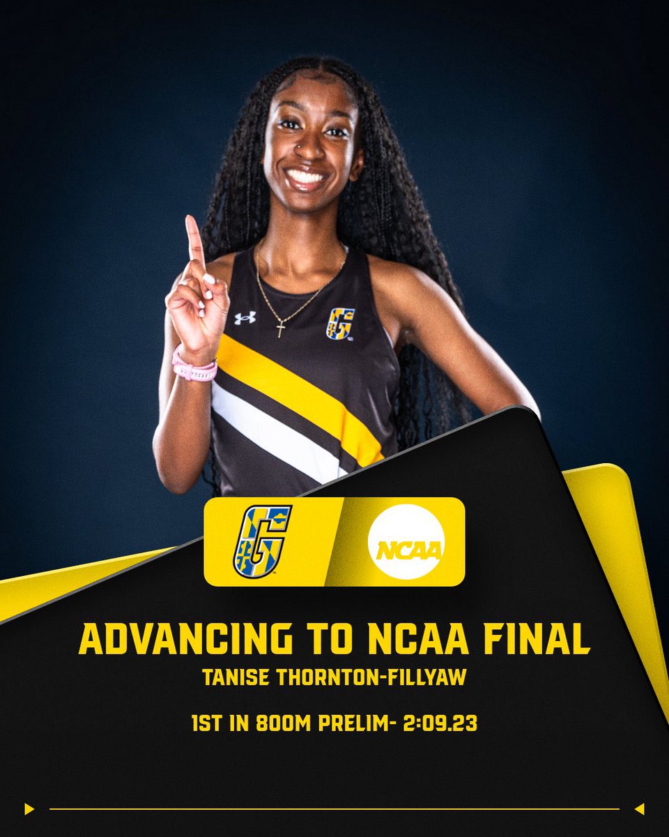 MOVING ON😤

All-American Tanise Thornton-Fillyaw advances to the Women’s 800m Final at the NCAA Outdoor Track and Field Championships after finishing 1st in the Prelims with a time of 2:09.23. The 800m final starts at 3:00pm tomorrow #digdeep