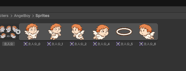 tyantoGAME's tweet photo. 「天使を操作して、石を積んでいく」という設定を思いついて、
とりあえずキャラの画像を用意して、Unityに入れてみた👼🪨
なにやら分割はできたみたい。
キャラ作ると、進んでる感でた🥳（動いてないけどね🤢）
#StackToTheSky仮  #ゲーム制作 #Unity初心者 #インディーゲーム開発 https://t.co/0Lcm7M2jTX