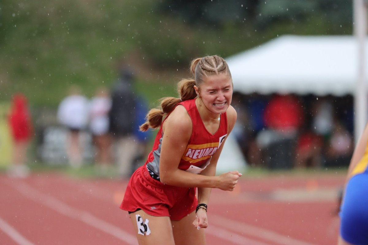 Winning the Class C 400 with a flourish, Kerstyn Chapek of Bishop Neumann.
