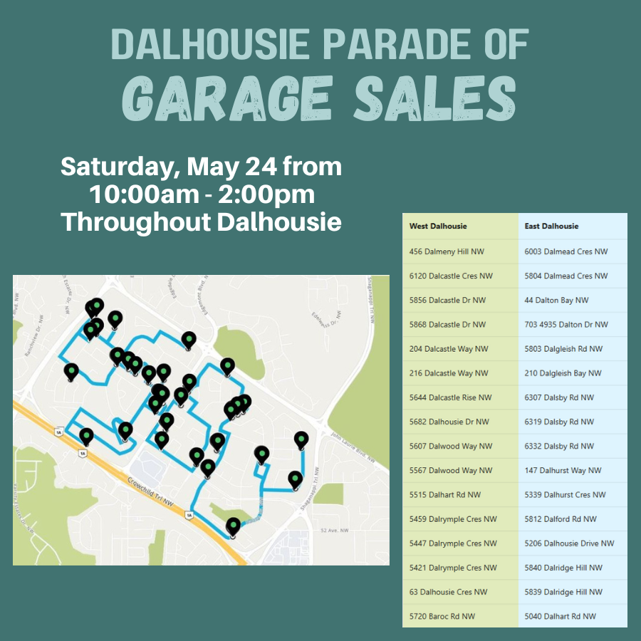 𝗗𝗮𝗹𝗵𝗼𝘂𝘀𝗶𝗲'𝘀 𝗕𝗶𝗴𝗴𝗲𝘀𝘁 𝗣𝗮𝗿𝗮𝗱𝗲 𝗼𝗳 𝗚𝗮𝗿𝗮𝗴𝗲 𝗦𝗮𝗹𝗲𝘀 𝗬𝗲𝘁!
Join us this Saturday, May 24, from 10 AM to 2 PM for our largest garage sale ever—32 homes are participating!

dalhousiecalgary.ca