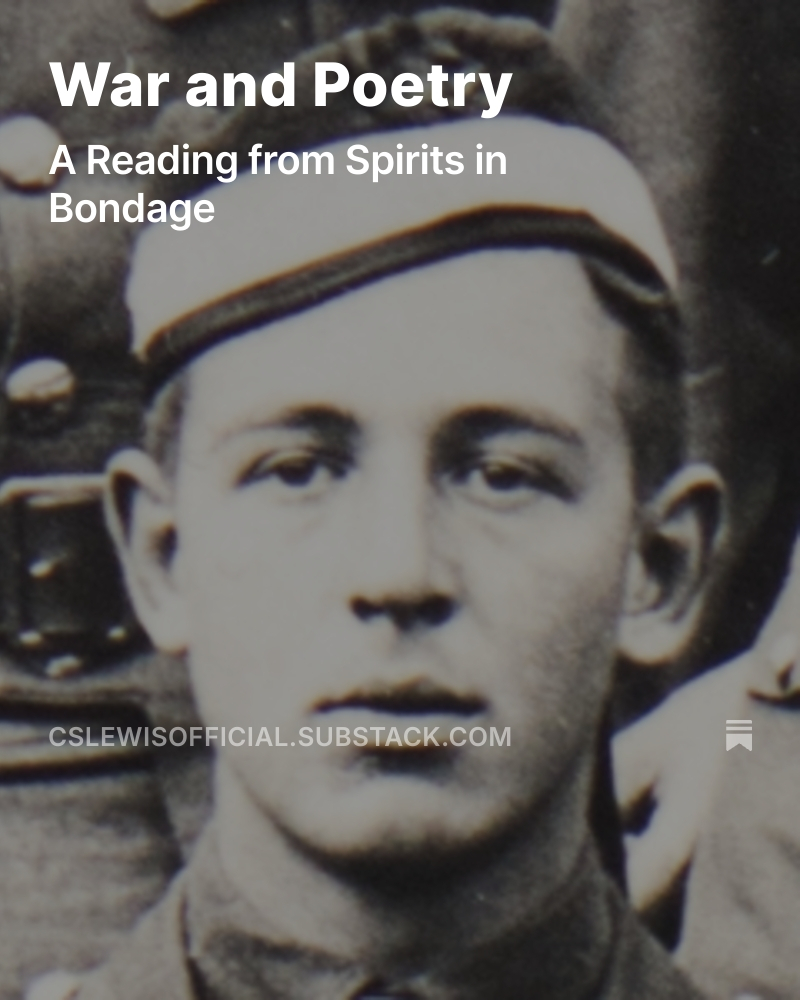 CSLewis's tweet image. Read an excerpt from C.S. Lewis's first published book, Spirits in Bondage, written in the wake of his time as a soldier in WW1. #poetry #MemorialDay
open.substack.com/pub/cslewisoff…