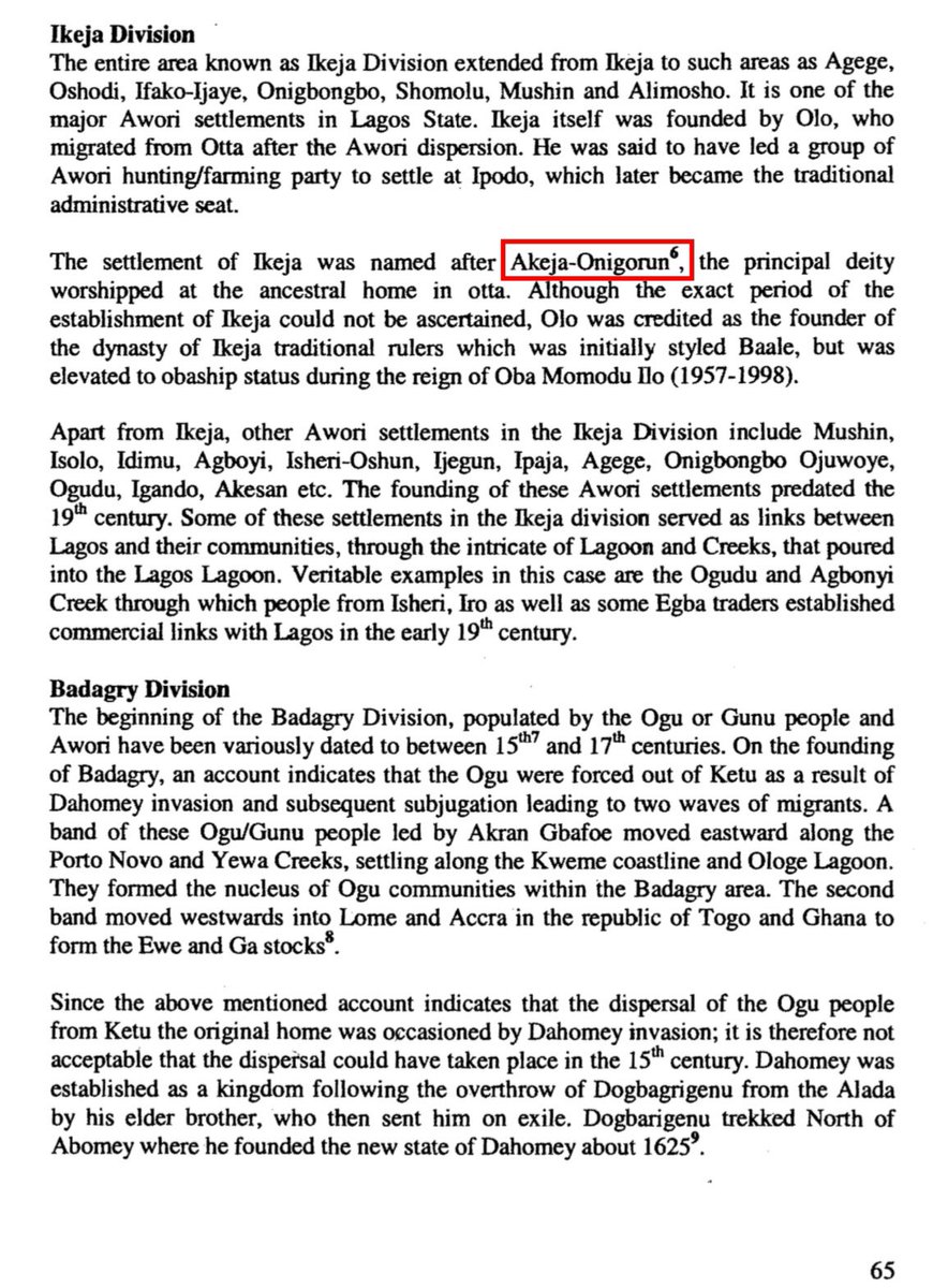 By the way, the name 𝗜𝗸𝗲𝗷𝗮 did not derive from an acronym. Rather it derives from ‘𝗔𝗸𝗲̣𝗷𝗮’, the name of an Awori deity. See Frame👇🏾H Abiodun Sanni, “The People of Lagos State,” IN: D. Asaju (LASU)