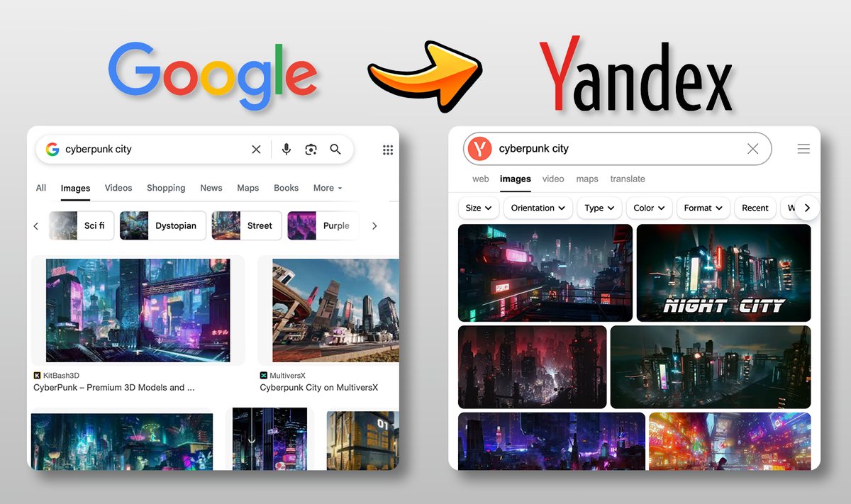 Moochie_Designs's tweet image. Thumbnail designers — if you haven’t used Yandex for image searches yet, give it a go!
Better quality results and the layout makes it so much easier to work fast — especially when you’re in the zone clicking through images.

Have a great day ☺️