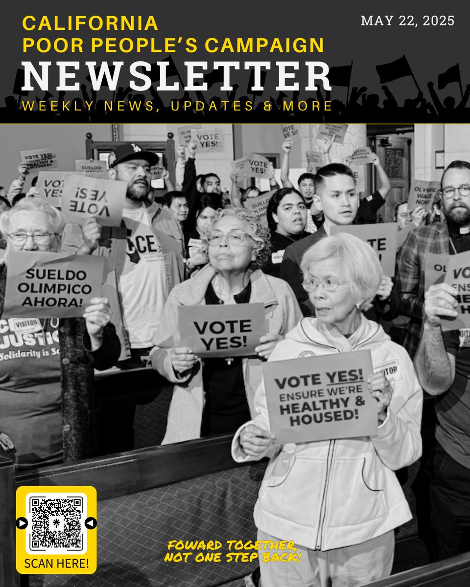 In this issue…
• More opportunities to oppose the immoral budget
• A big win for L.A. tourism workers
• Bishop Barber talks budget on Democracy Now
• The latest Moral Monday action in D.C.

poorpeoplescampaign.org/committee/cali…

#PoorPeoplesCampaign #CaliforniaPPC #MoralBudget