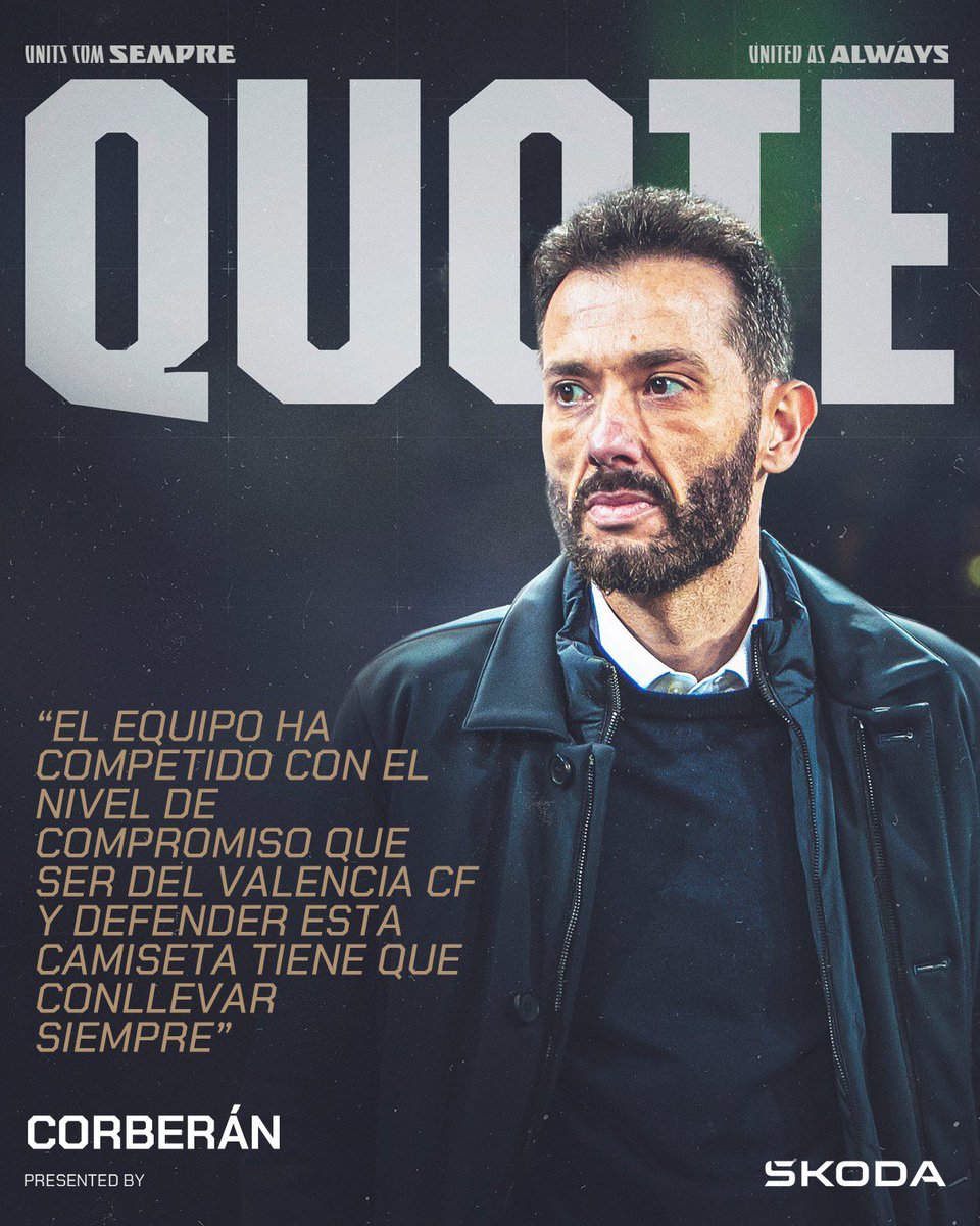 Valencia CF (@valenciacf) on Twitter photo 💬 <a href="/CarlosCorberan/">Carlos Corberán</a>: “El equipo ha competido con el nivel de compromiso que ser del <a href="/valenciacf/">Valencia CF</a> y defender esta camiseta tiene que conllevar siempre”
🔗 valenciacf.com/corberan-el-eq…
#RealBetisValencia
#ADNVCF 💬 <a href="/CarlosCorberan/">Carlos Corberán</a>: “El equipo ha competido con el nivel de compromiso que ser del <a href="/valenciacf/">Valencia CF</a> y defender esta camiseta tiene que conllevar siempre”
🔗 valenciacf.com/corberan-el-eq…
#RealBetisValencia
#ADNVCF