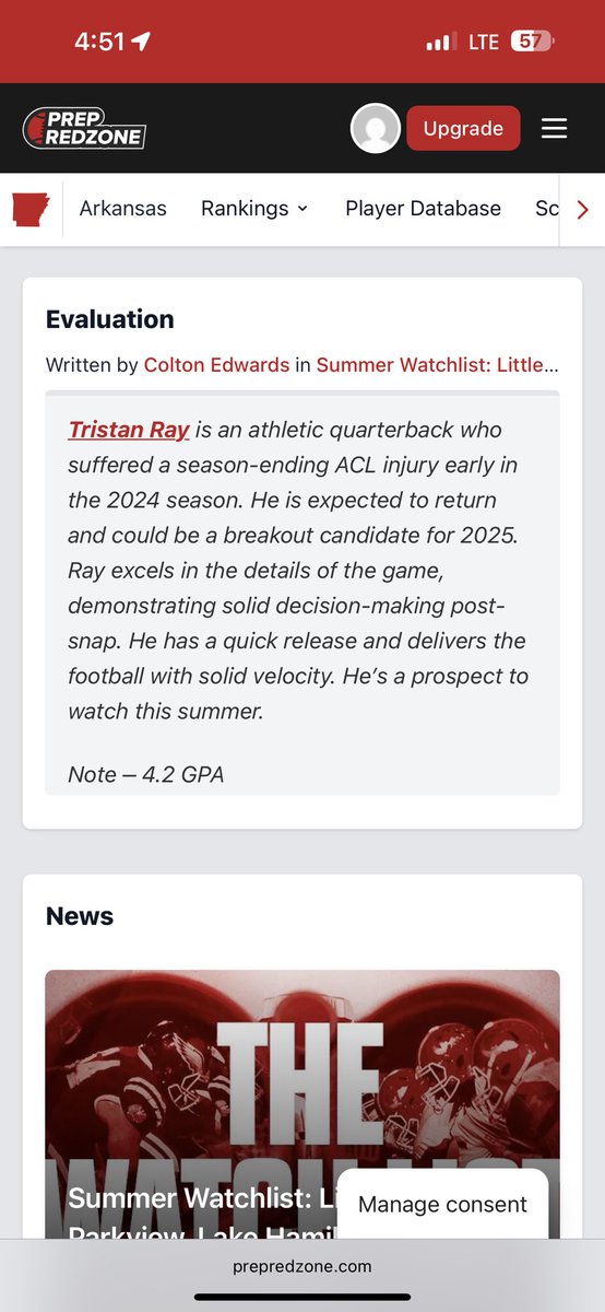 trisranray8's tweet image. Appreciate the write up @coltonedwardsFB! 

@PrepRedzoneAR @pointerfootball @VBSS @PrepRedzone