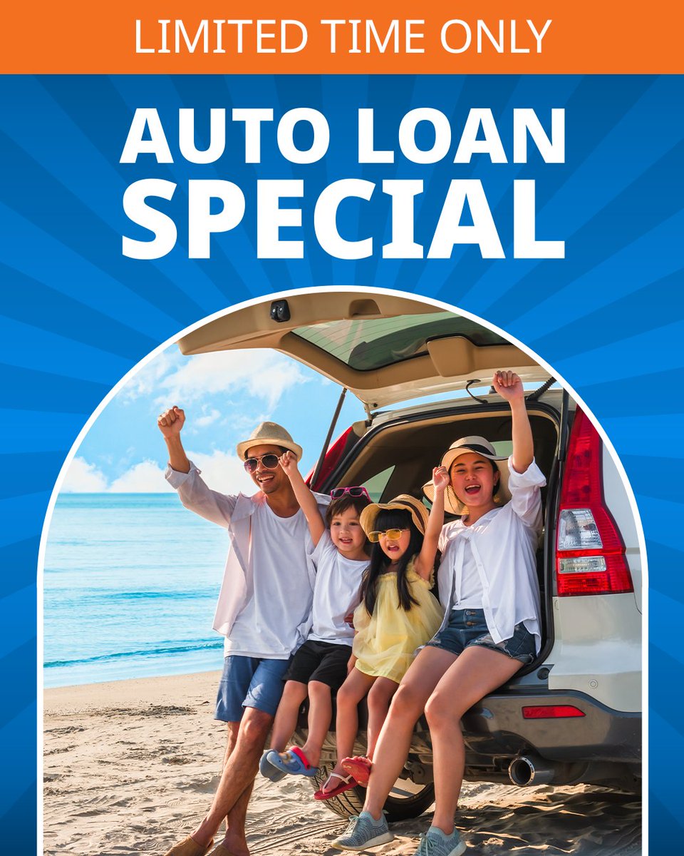 SAFE Credit Union (@safecu) on Twitter photo Get a head start on your Memorial Day weekend with our special auto loan rate discount for the next 5 days only! Secure your special rate by 5/27/25. brnw.ch/21wSTa7
*All loans subject to credit approval & membership eligibility.
#auto #loan #ratediscount Get a head start on your Memorial Day weekend with our special auto loan rate discount for the next 5 days only! Secure your special rate by 5/27/25. brnw.ch/21wSTa7
*All loans subject to credit approval & membership eligibility.
#auto #loan #ratediscount