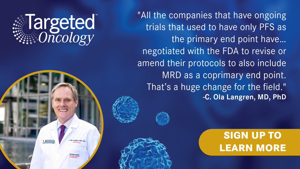 Targeted Oncology (@targetedonc) on Twitter photo Discover the inside scoop on the impact of the FDA's landmark ODAC vote on MRD as an end point in myeloma trials, the future of MRD research, and more in our exclusive interview with <a href="/DrOlaLandgren/">C. Ola Landgren, M.D.</a> from <a href="/SylvesterCancer/">Sylvester Comprehensive Cancer Center</a>. Unlock the full insights here: hubs.li/Q03nRV5R0 Discover the inside scoop on the impact of the FDA's landmark ODAC vote on MRD as an end point in myeloma trials, the future of MRD research, and more in our exclusive interview with <a href="/DrOlaLandgren/">C. Ola Landgren, M.D.</a> from <a href="/SylvesterCancer/">Sylvester Comprehensive Cancer Center</a>. Unlock the full insights here: hubs.li/Q03nRV5R0