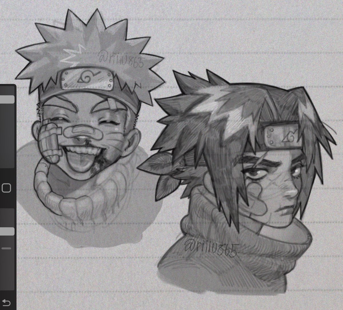 Naruto &amp; Sasuke with my brush :D