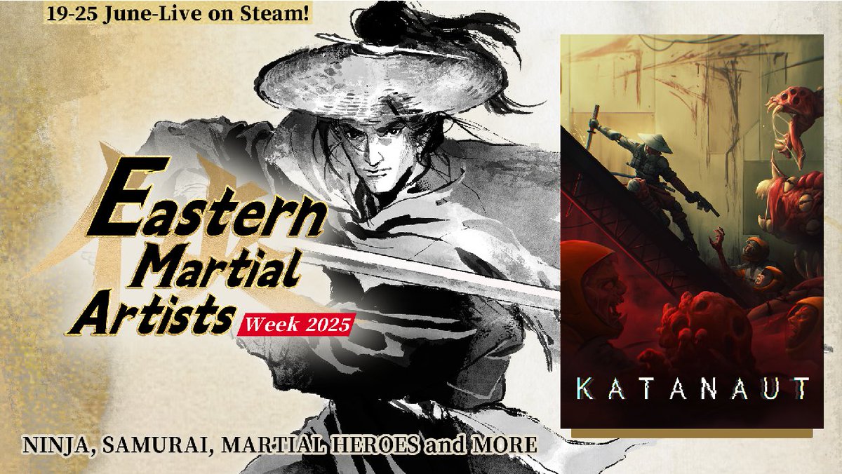 Honored to mention that Katanaut will be a part of the Eastern Martial Artists showcase on Steam!!! Thank you to everyone at <a href="/SpiralUpGames/">Spiral Up Games</a> <a href="/SpiralUpGamesJP/">SpiralUpGamesJP</a>!!

#EasternMartialArtistsWeek #indiegame #gamedev
