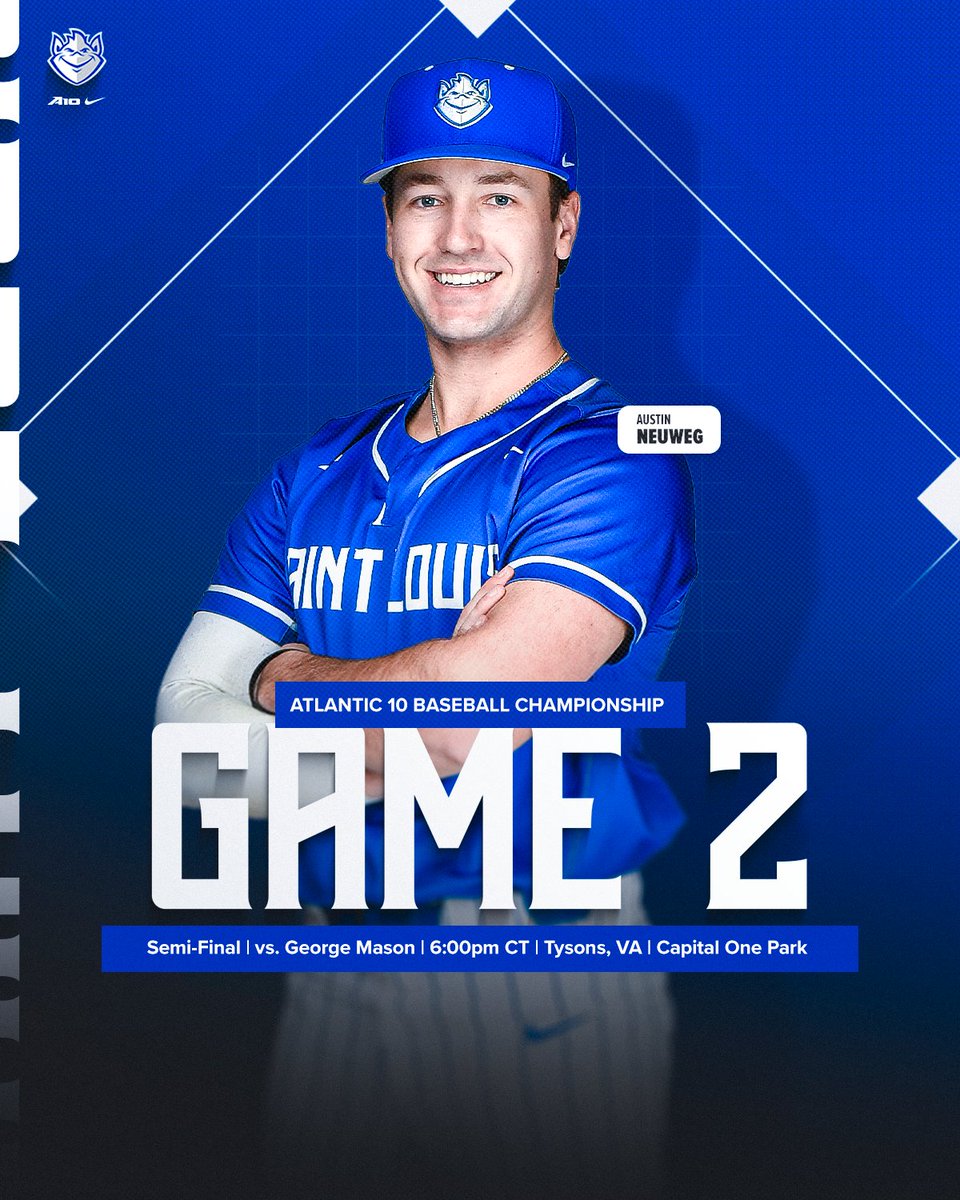 SLUBaseball's tweet image. Semifinal Friday - Game 2!

🆚George Mason 
📍Tysons, Va. 
🏆Atlantic 10 Tournament 
🏟️Capital One Park
⏰ 6 PM CT 
📺 ESPN+: espn.com/watch/player/_…
📊LiveStats: atlantic10.com/sidearmstats/b…
