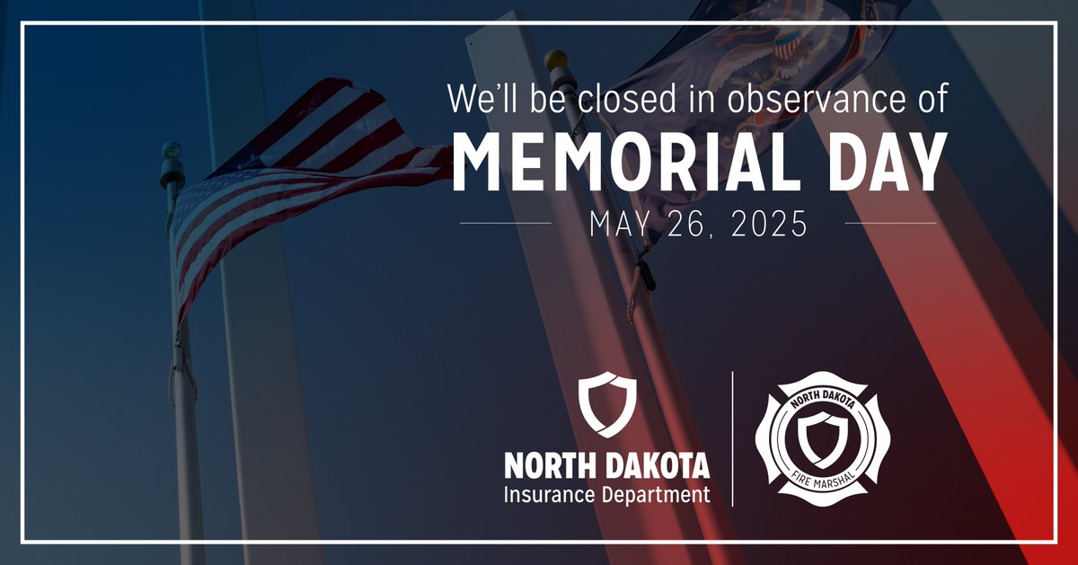 This weekend, we honor the men and women who have made the ultimate sacrifice to protect our freedoms.

Our offices will be closed on Monday, May 26. Chiefs, please contact State Radio to dispatch the on-call deputy fire marshal.

Have a safe and enjoyable #MemorialDay weekend.