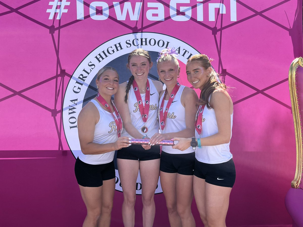 New school record holders and 6th place finishers in the 3A Distance Medley,  Elaina, Alli, Brooklyn, and Breckyn!!