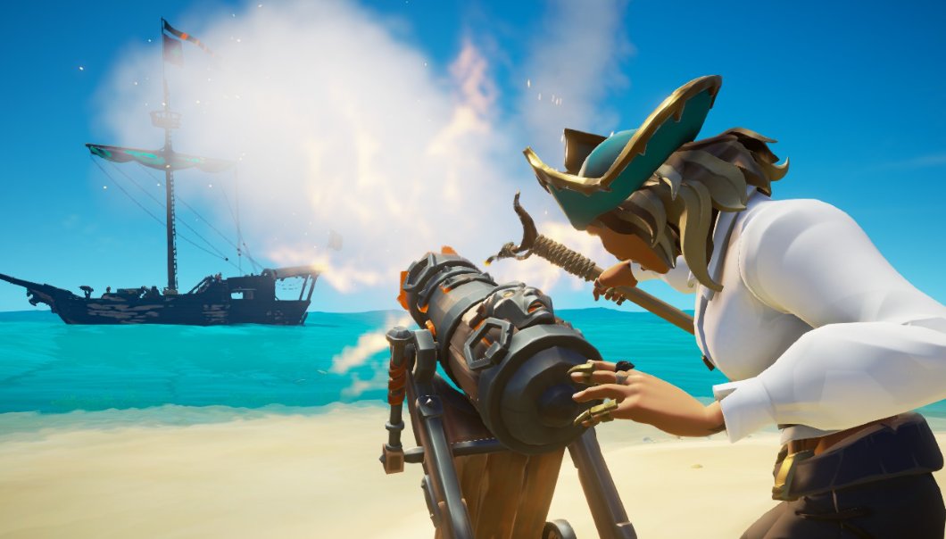 Day 241 of SoT Positivity.

The Cannon of Rage

The Cannon of Rage was introduced yesterday, and today, is usable! Horray!

I've used it to explode an enemy ship, demast a brig and got one balled by one shooting backwards at us. 

Let the chaos begin.
#SeaOfThieves #ToolsNotRules