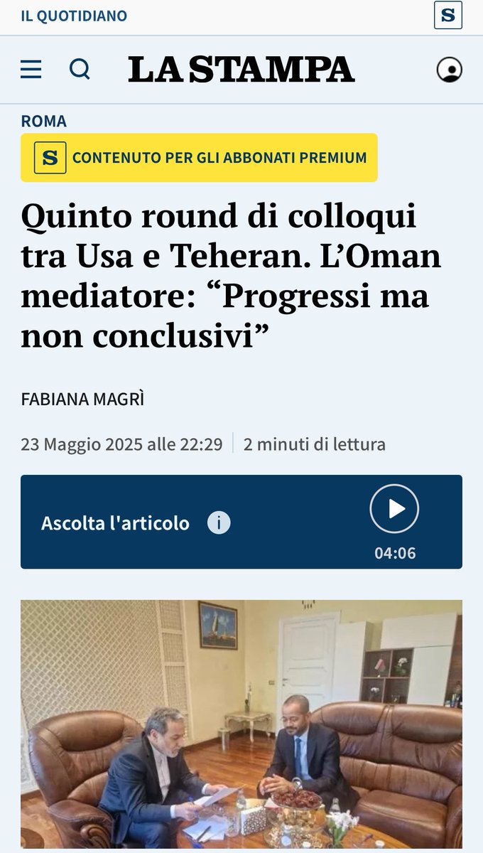 A Roma il 5° round Usa-Iran sul nucleare. Oman, il mediatore: “Alcuni progressi ma non conclusivi”. Fonte diplomatica italiana: “Ipotesi di un congelamento temporaneo dell’arricchimento dell’uranio”. Intanto in Israele esercitazioni multi-arena. #lranDeal 
bit.ly/44Re0nW