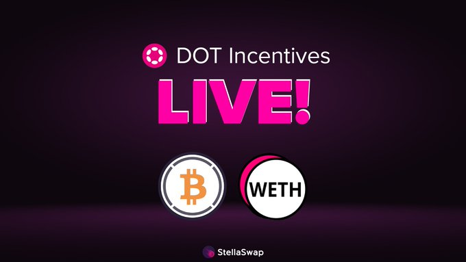 🚨 𝐏𝐨𝐥𝐤𝐚𝐝𝐨𝐭 𝐒𝐩𝐚𝐜𝐞 🚨 (@polkadotspace) on Twitter photo 🔥 Big news from <a href="/StellaSwap/">StellaSwap ☄️- Top DEX on Polkadot</a>!
💰 Newly launched ETH - DOT & wBTC - DOT pools are now incentivized under the <a href="/Polkadot/">Polkadot</a> 1M DOT Eco Incentives Program.
🥳 Thanks to <a href="/_snowbridge/">Snowbridge</a>, bluechip assets like ETH & wBTC are officially live on Polkadot — with rewards!
⬇️ Visit Here: 🔥 Big news from <a href="/StellaSwap/">StellaSwap ☄️- Top DEX on Polkadot</a>!
💰 Newly launched ETH - DOT & wBTC - DOT pools are now incentivized under the <a href="/Polkadot/">Polkadot</a> 1M DOT Eco Incentives Program.
🥳 Thanks to <a href="/_snowbridge/">Snowbridge</a>, bluechip assets like ETH & wBTC are officially live on Polkadot — with rewards!
⬇️ Visit Here: