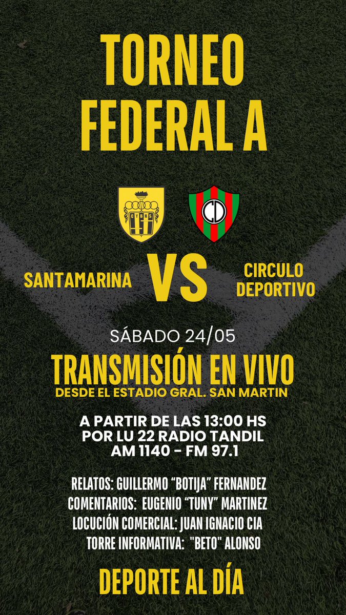 El aurinegro recibe al equipo de Otamanedi  desde las 15 y ahí estará  nuestro equipo deportivo. Este sábado desde las 13 horas por Lu22 Radio  Tandil AM 1140 y Galáctica FM 97.1. La Radio, Santamarina, Deporte al Cía y  vos,,, Juntos a la Par!!!