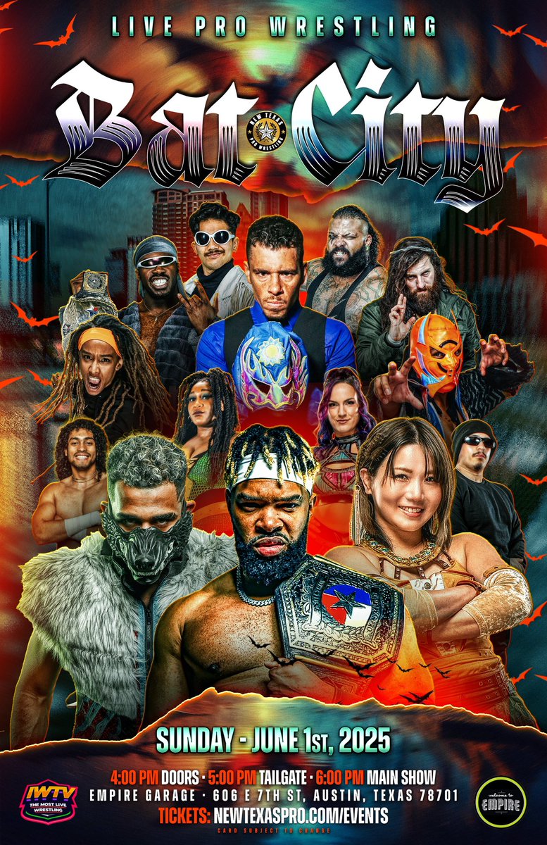 Pep S. Caro ペップ・S・カロ (@elpep23) on Twitter photo New Texas Pro Wrestling presents Bat City on 06/01.
Carter Blaq, Vert Vixen, Yuka Sakazaki, Stephen Wolf, KJ Orso (FKA Fuego del Sol) in the card.
<a href="/NewTexasPW/">New Texas Pro Wrestling</a> #NTPW <a href="/YukaSakazaki/">坂崎ユカ Sakazaki Yuka</a> <a href="/VertVixen/">VertVixen - ヴァート・ビクセン - Player One🎮</a> <a href="/StephenWolf309/">Stephen Wolf</a> <a href="/KJOrso/">KJ Orso FKA Fuego Del Sol</a> <a href="/The_Carter_Blaq/">Carter BlaQ</a> #aew #tjpw New Texas Pro Wrestling presents Bat City on 06/01.
Carter Blaq, Vert Vixen, Yuka Sakazaki, Stephen Wolf, KJ Orso (FKA Fuego del Sol) in the card.
<a href="/NewTexasPW/">New Texas Pro Wrestling</a> #NTPW <a href="/YukaSakazaki/">坂崎ユカ Sakazaki Yuka</a> <a href="/VertVixen/">VertVixen - ヴァート・ビクセン - Player One🎮</a> <a href="/StephenWolf309/">Stephen Wolf</a> <a href="/KJOrso/">KJ Orso FKA Fuego Del Sol</a> <a href="/The_Carter_Blaq/">Carter BlaQ</a> #aew #tjpw