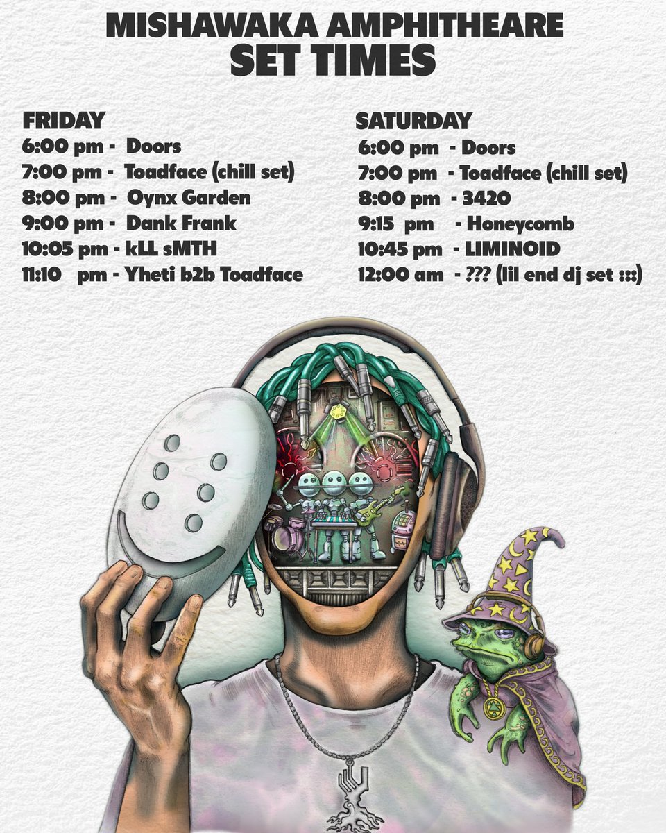 Get to Mishawaka early cuz I am going to be bringing in the some early chill vibez for both nights. This is like the most beautiful venue in the world.