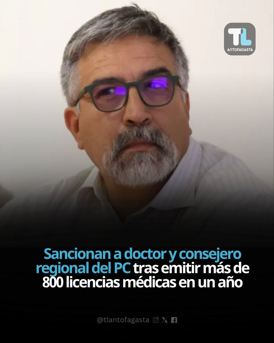Médico y consejero COMUNISTA es sancionado por no justificar 813 licencias que emitió en un año! 
Víctor Guzmán (PC), fue sancionado por la Compin con una suspensión de 15 días para emitir licencias.. 
TREMENDO CASTIGO! 
VERGÜENZA NACIONAL! LOS INTOCABLES!