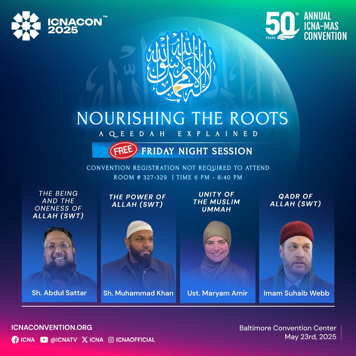 The FREE Friday night session at ICNA CON 2025 is LIVE! Open to all—come experience the energy. Join us now!