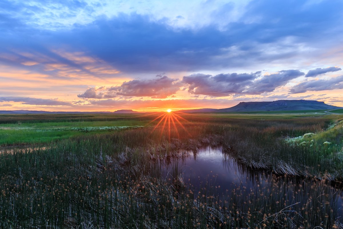 A couple Central Montana icons with a little sunset mixed in….
