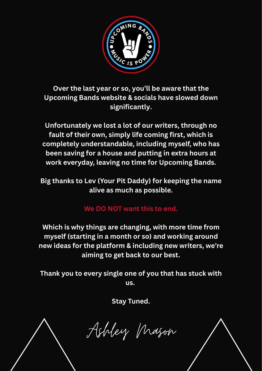 🤝 Upcoming Bands Statement 🤝