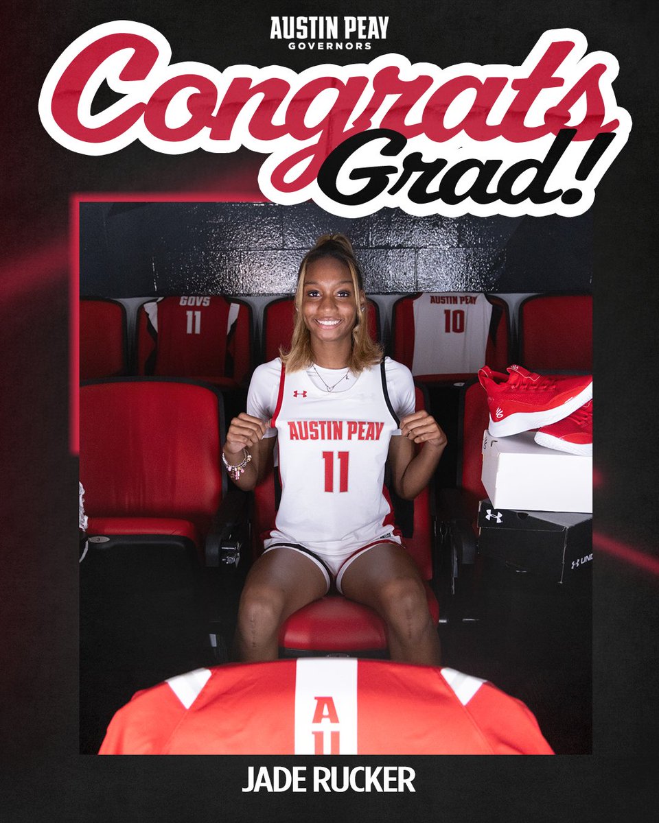 Austin Peay Women's Basketball (@govswbb) on Twitter photo 𝗖𝗢𝗡𝗚𝗥𝗔𝗧𝗦 to incoming freshman Jade Rucker on graduating tonight! Up next - Stacheville!🎩🏀
<a href="/RuckerJade/">Jade Rucker</a> | #LetsGoPeay 𝗖𝗢𝗡𝗚𝗥𝗔𝗧𝗦 to incoming freshman Jade Rucker on graduating tonight! Up next - Stacheville!🎩🏀
<a href="/RuckerJade/">Jade Rucker</a> | #LetsGoPeay