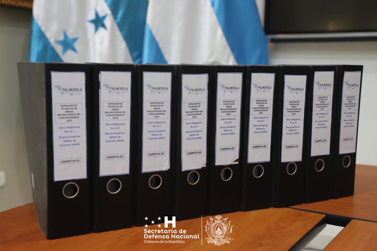 La Secretaría de Defensa Nacional <a href="/Sedenahn/">Secretaría de Estado de Defensa Nacional</a>, después de dos años de exigencia a la Concesionaria Palmerola International Airport (<a href="/PalmerolaXPL/">Palmerola International Airport</a>), ha recibido los planos y nueve expedientes técnicos de obras obligatorias para la construcción de la Academia Militar de Aviación,