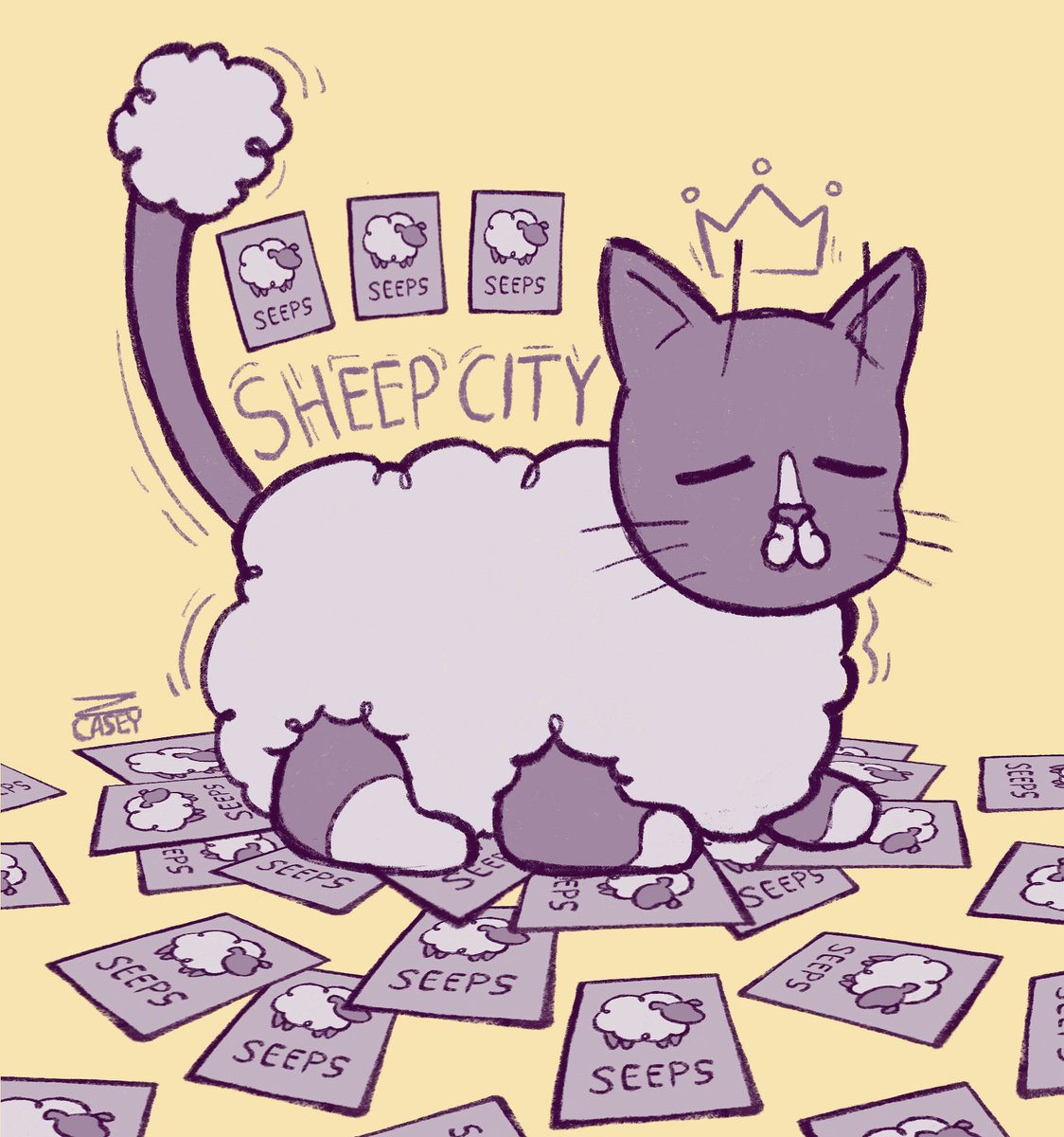 Long story. I drew <a href="/brooskeeb/">Brooke!</a>’s cat as a sheep. Sort of a thank you drawing for last week. Pogo’s a good kitty.