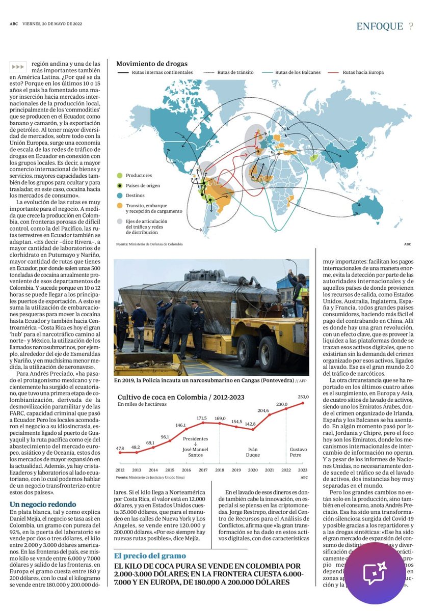 Compartimos la participación de nuestro Miembro Honorario Ph.D <a href="/ErvynNorza/">Ervyn Norza</a> en el periódico ABC.es de España, abordando el tema de las innovaciones del narcotráfico.💡📚

Resaltamos la participación de la <a href="/ideaspaz/">Fundación Ideas para la Paz</a> , <a href="/Uniandes/">Uniandes</a>  y <a href="/PoliciaColombia/">Policía de Colombia</a>, entre otros.