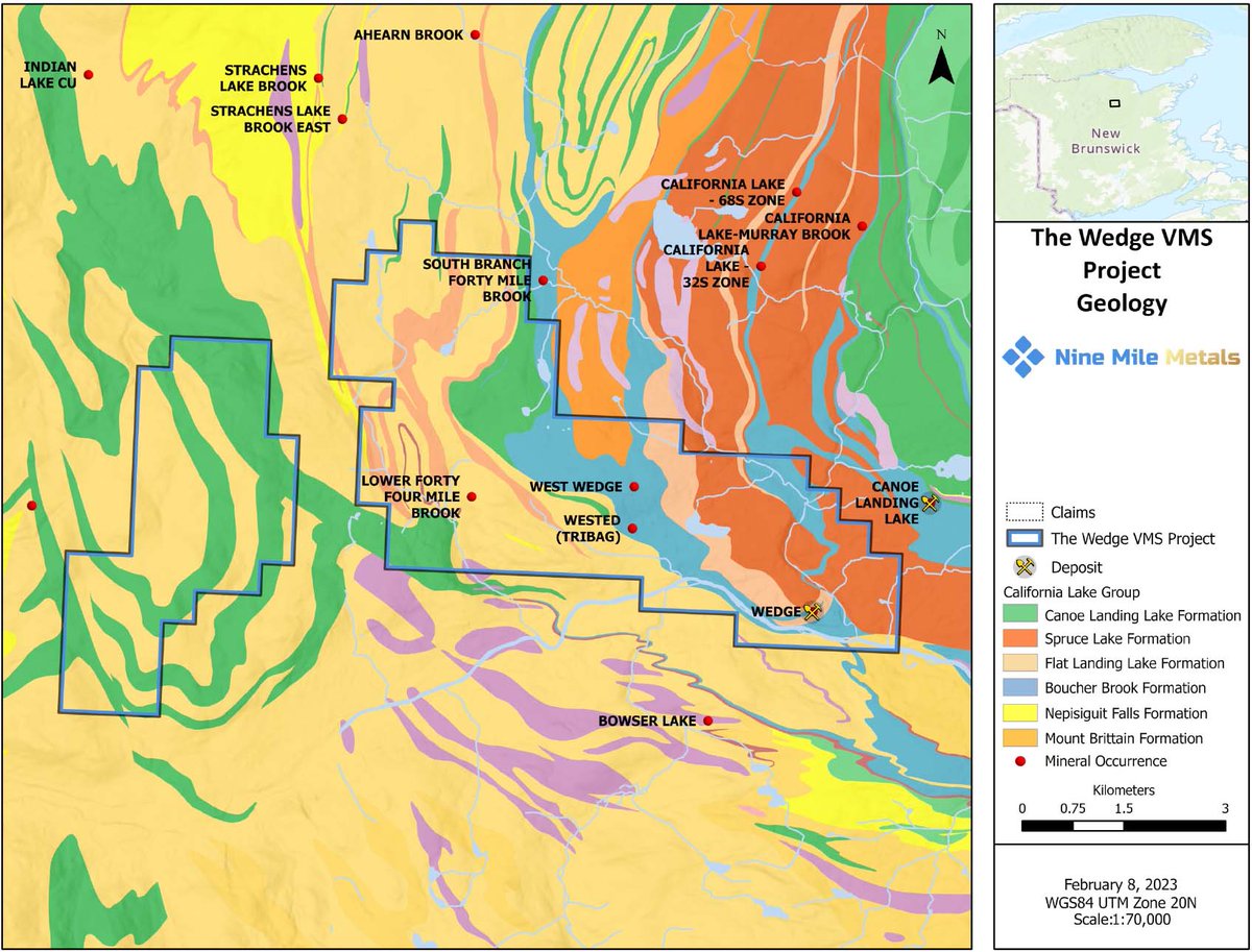 🚨 Nine Mile Metals #CSE $NINE reported certified high-grade assays from the Wedge Mine:

19.0% Copper

40.00% combined Lead-Zinc

142 g/t Silver

2.78 g/t Gold

These exceptional VMS grades highlight the project's potential in the Bathurst Mining Camp

globenewswire.com/news-release/2…