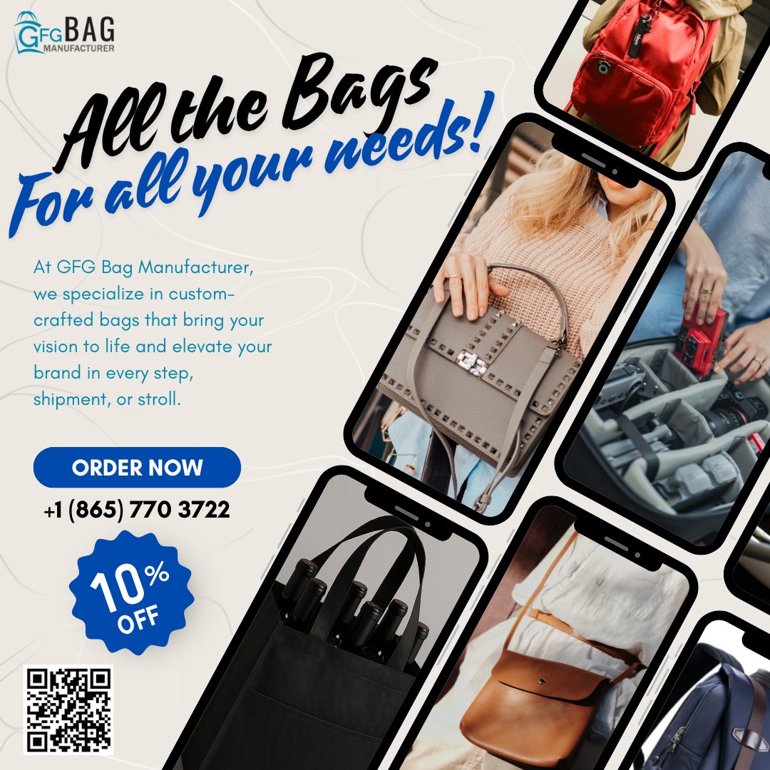 GFGManufacturer's tweet image. 𝐅𝐫𝐨𝐦 𝐂𝐨𝐧𝐜𝐞𝐩𝐭 𝐭𝐨 𝐂𝐚𝐫𝐫𝐲 🎒
📞 +1 865 770 3722
📨 info@gfgbagmanufacturer.com
💻 gfgbagmanufacturer.com

#custombags #promotionalproducts #disposablepackaging #gfgdifference #gfgbagmanufacturer