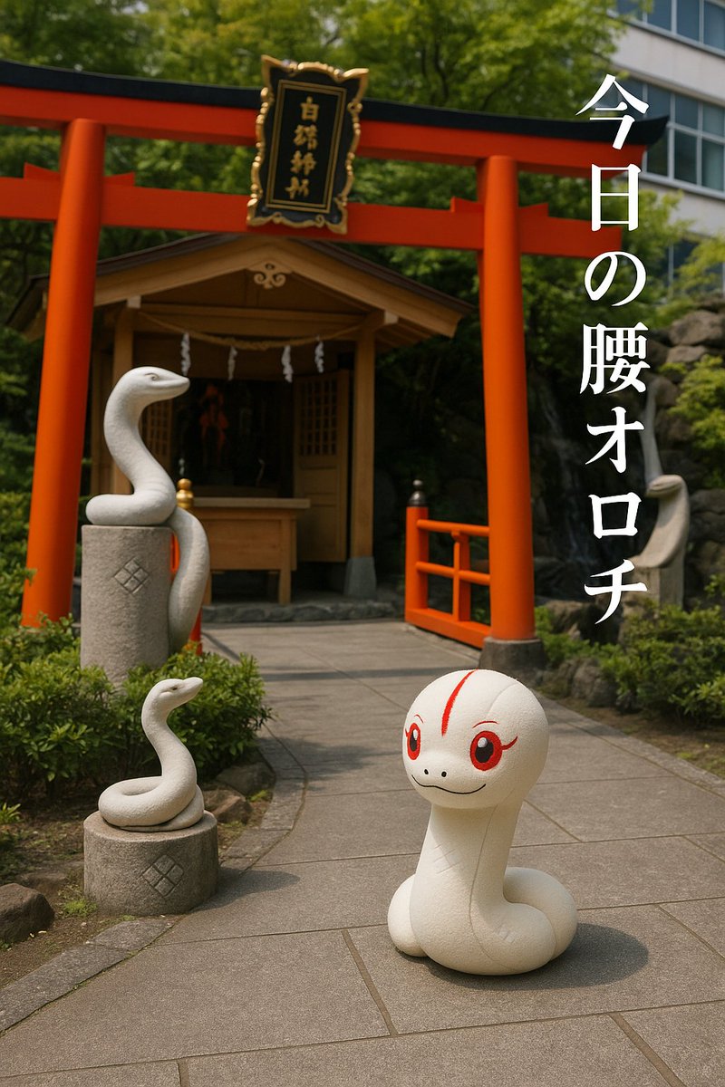 今日の腰オロチ！蛇窪神社！

蛇のお友達にいっぱい会えるよ〜！
品川区にあります！

お詣りして開運パワーチャージ！

#CNPオロチ