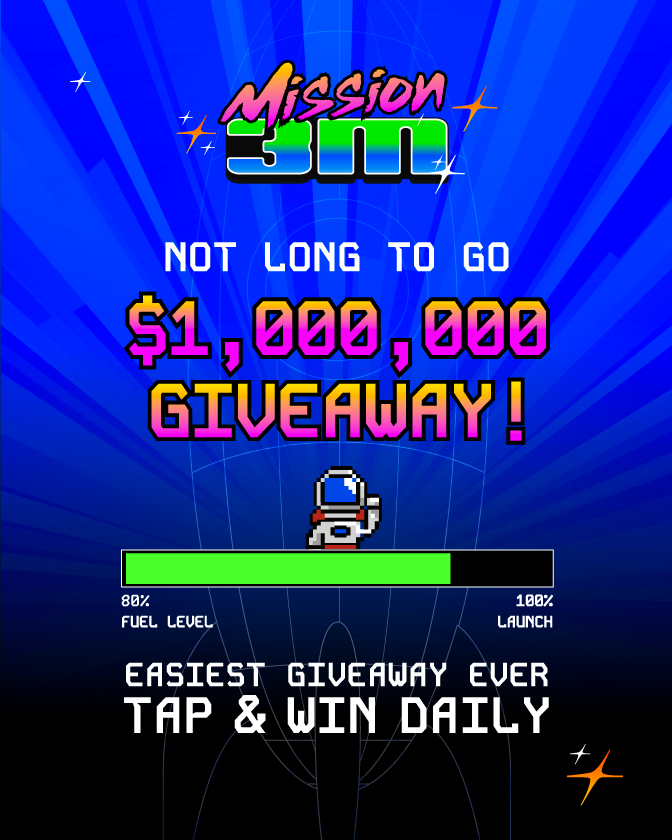 We're sad to say that time is running out ⏰

Enter our $1,000,000 giveaway for free.

#Mission3M