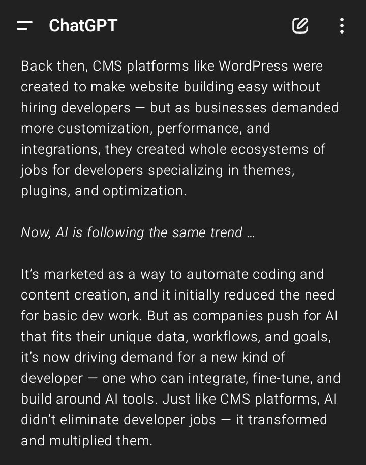 jfullstackdev's tweet image. every attempt to eliminate developers ... 😎