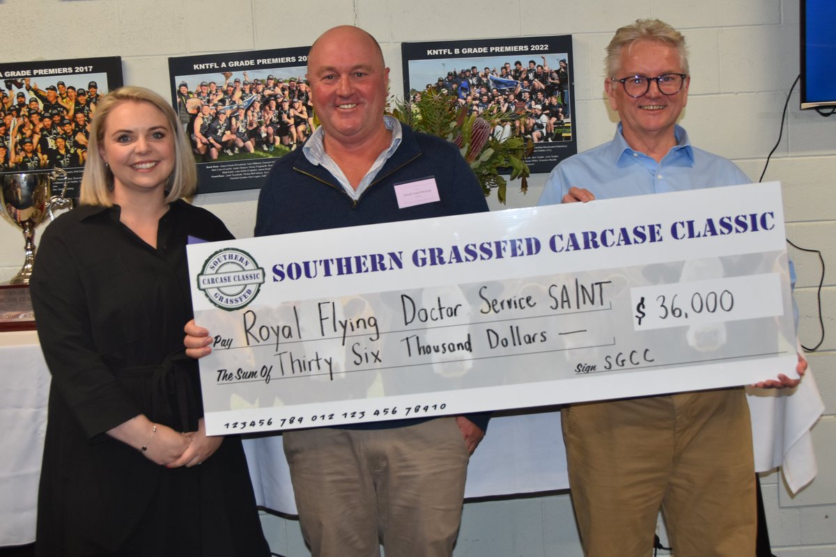 Catherine Miller (@cmillersj) on Twitter photo Really proud to be on the committee for Australia's largest grassfed beef carcase competition, the Southern Grassfed Carcase Classic. Great fundraiser for <a href="/RoyalFlyingDoc/">Royal Flying Doctor Service</a> too. Last night our $36,000 cheque brought the total raised to nearly $450,000 in 17 years. Really proud to be on the committee for Australia's largest grassfed beef carcase competition, the Southern Grassfed Carcase Classic. Great fundraiser for <a href="/RoyalFlyingDoc/">Royal Flying Doctor Service</a> too. Last night our $36,000 cheque brought the total raised to nearly $450,000 in 17 years.