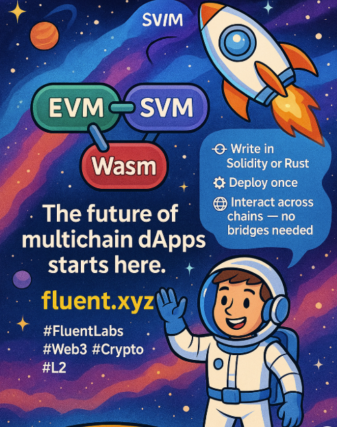 Paulpottackal1's tweet photo. @fluentxyz is blends EVM + SVM + Wasm into one chain!
Write in Solidity or Rust
Deploy once and interact across chains, no bridges needed.
The future of multichain dApps starts here.
https://t.co/RioBxlwaef #FluentLabs #Web3 #Crypto #L2 https://t.co/eMaM7cyKsi