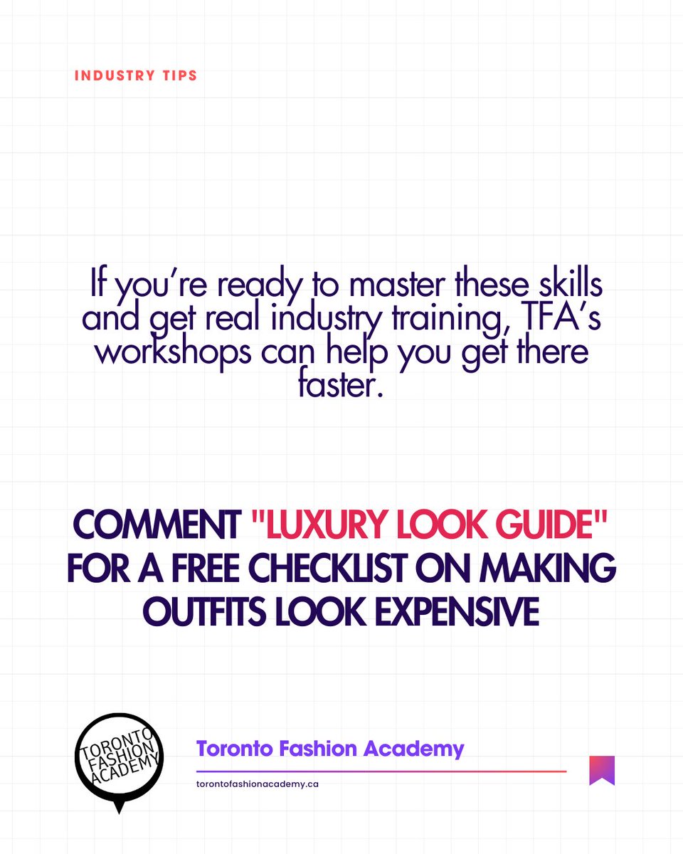 TFAOfficial's tweet image. Looking expensive isn’t about labels — it’s about styling smart.

From tailored fits to texture and color control, these tips instantly elevate your look.

Comment “Luxury Look Guide” on IG for the full checklist.
#StyleTips #LookExpensive #stylist #TorontoFashionAcademy