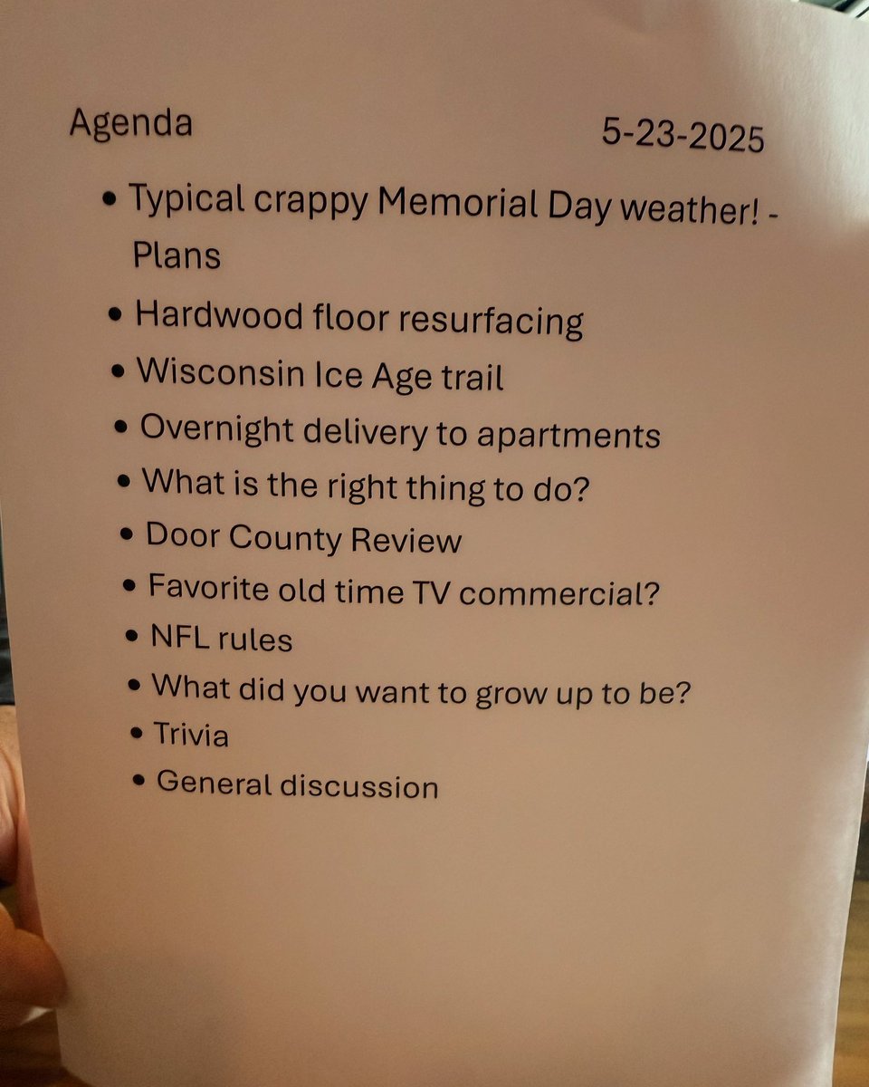 my dad goes to a bar with his friends every friday and he makes a list of discussion topics pt 98