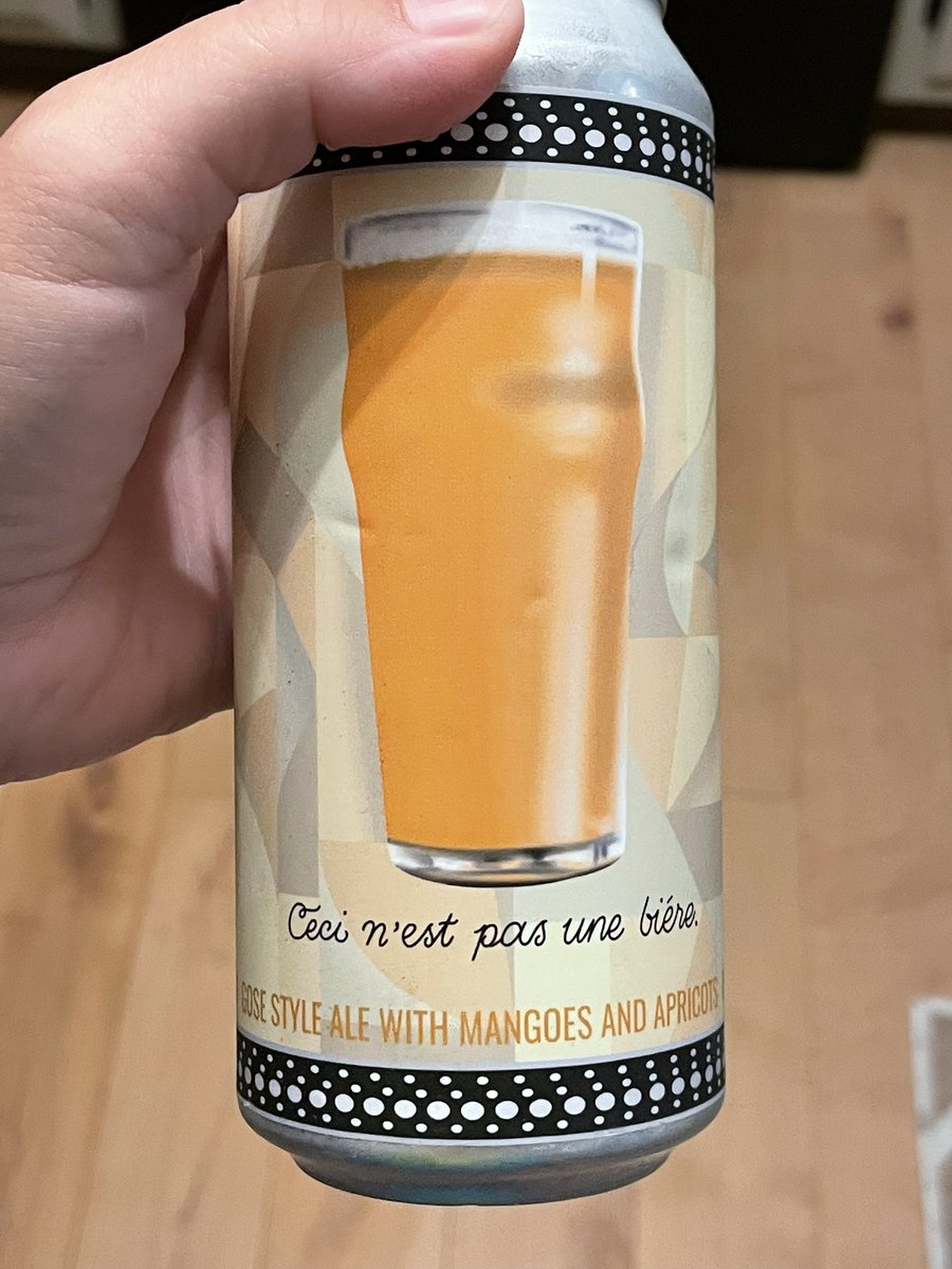 hawkwardart's tweet image. i don’t like gose but couldn’t resist a magritte reference. pretty tasty actually. i agree ce n’est pas une bière cuz it has so much fruit juice it’s more like a fruit wine
