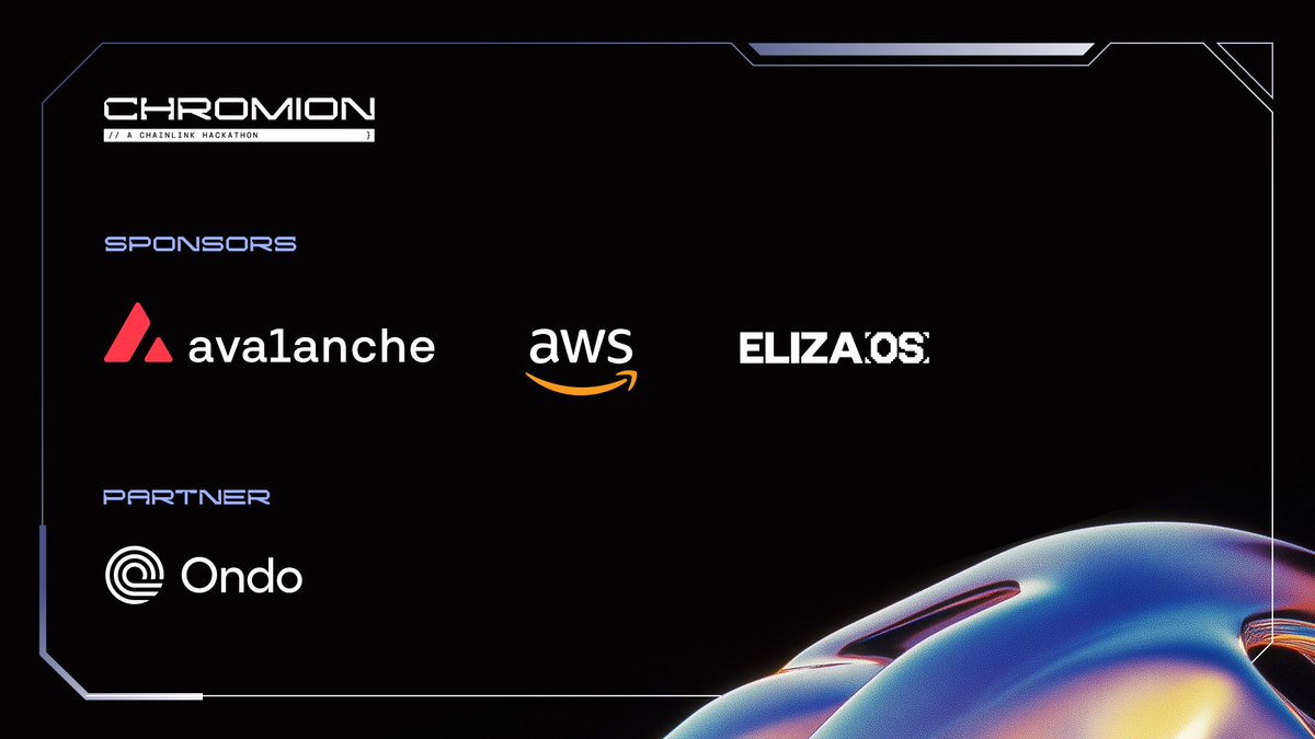 Only one week left until the Chainlink Chromion Hackathon kicks off. A big  thank you to our sponsors—@avax, @awscloud, & @elizaOS—and our partner  @OndoFinance for helping make this hackathon a success. Hackers—register